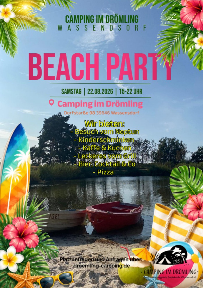Beachparty am 22.08.2026 ab 15:00 Uhr
